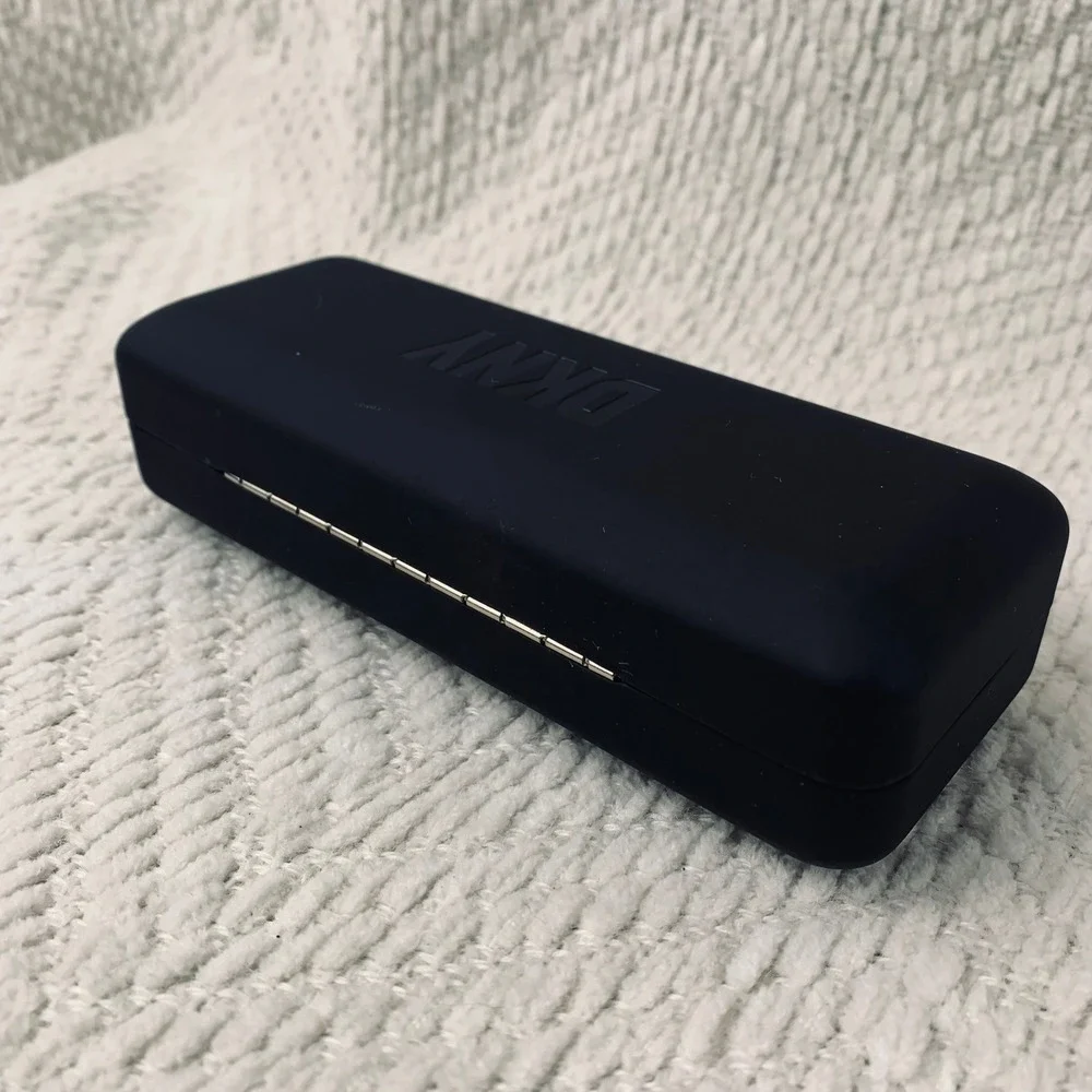 DKNY Eyewear Glasses Case Unisex Black Matte Hard Shell Debossed Logo Minimalist